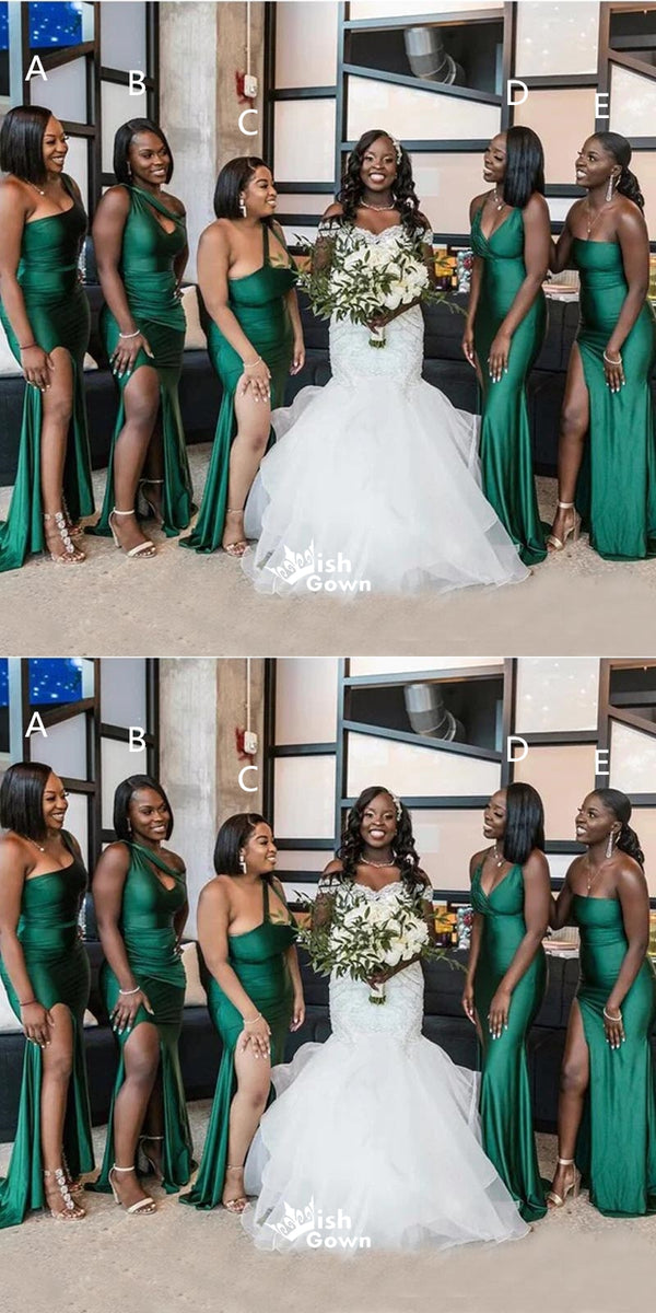 skanky bridesmaid dresses Sexy Long Split Bridesmaid Dresses Plunge Neck