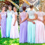 Cap Sleeve Small Round Neck Chiffon Lace Top Long Bridesmaid Dresses, WG409