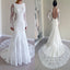 Gorgeous Round Neck Long Sleeve Sexy Mermaid Backless Lace Wedding Party Dresses, WD0040 - Wish Gown