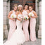 Blush Pink Mermaid Cheap Simple Elegant Wedding Party Long Bridesmaid Dresses, WG430