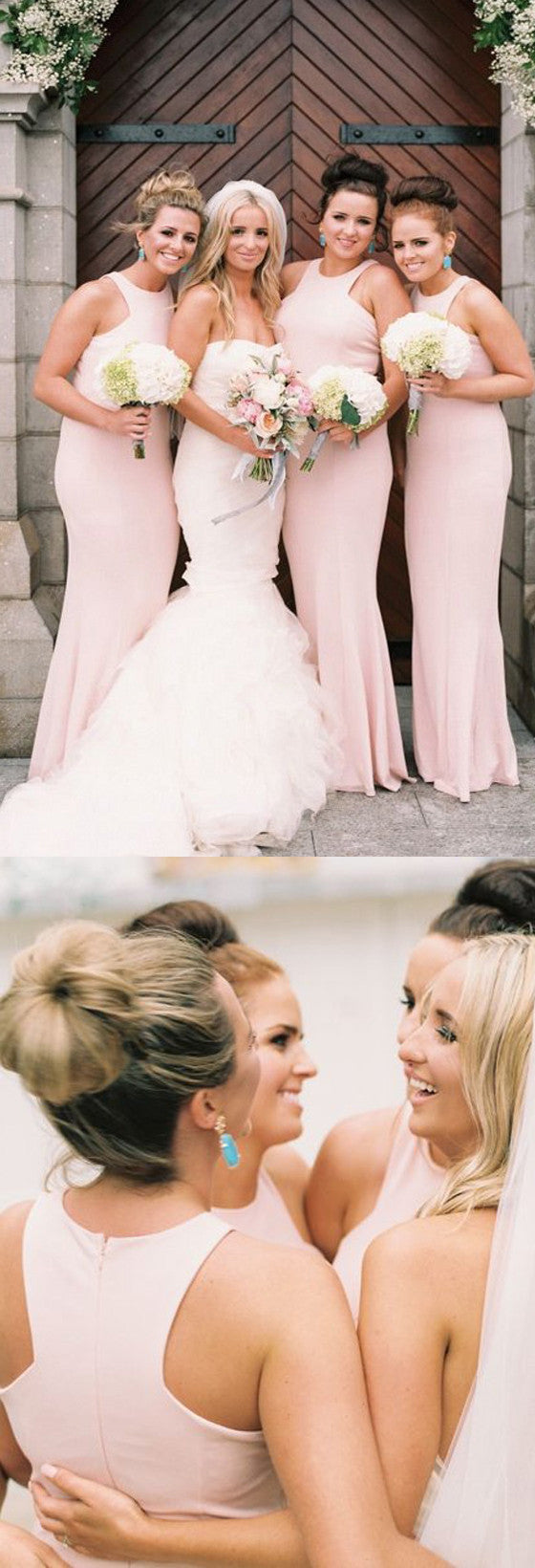 Blush Pink Mermaid Cheap Simple Elegant Wedding Party Long Bridesmaid Wish Gown Blush Pink Mermaid Cheap Simple Elegant Wedding Party Long Bridesmaid Wish Gown