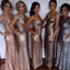 Affordable Sexy Mermaid Mismatched Long Wedding Sparkle Sequin Bridesmaid Dresses, WG432