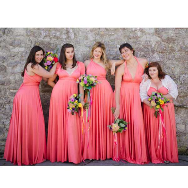 Convertible Watermelon Long Charming Wedding Party Bridesmaid Dresses, WG438 - Wish Gown