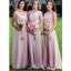 Unique Pink Mismatched Cheap Floor-Length Long Bridesmaid Dresses, WG452