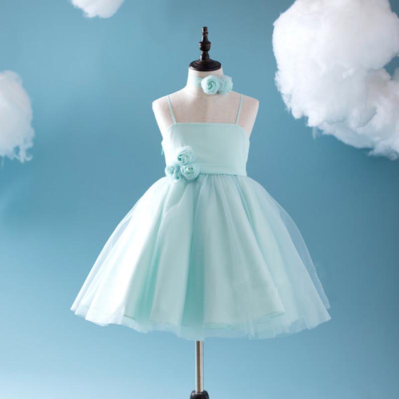 Cute Tiffany Blue Spaghetti Tulle Satin Flower Girl Dresses, Cheap Pop Wish Gown Cute Tiffany Blue Spaghetti Tulle Satin Flower Girl Dresses, Cheap Pop Wish Gown