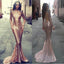Sequin Long Sleeves High Neck Mermaid Open Back Cheap Long Prom Dress, WG516
