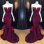 Popular Simple Burgundy Mermaid Elegant Cheap Long Prom Dress, WG529