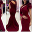 Burgundy One Shoulder Long Sleeve Mermaid Long Prom Dress, WG569 - Wish Gown
