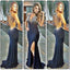 Side Split Open Back Shinning Beaded Sexy Long Prom Dresses, WG583