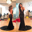 Black Sequin Shinning Deep V Neck Halter Mermaid Long Prom Dresses, WG585 - Wish Gown