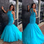 Blue Mermaid Beaded Beautiful Elegant Long Prom Dresses, WG599