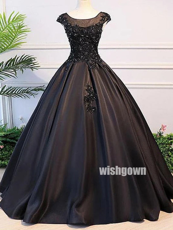 Off Shoulder Sweetheart Satin Ball Gown Prom Party Dress Open Back Wedding Evening  Gown Black at Amazon Women's Clothing store
