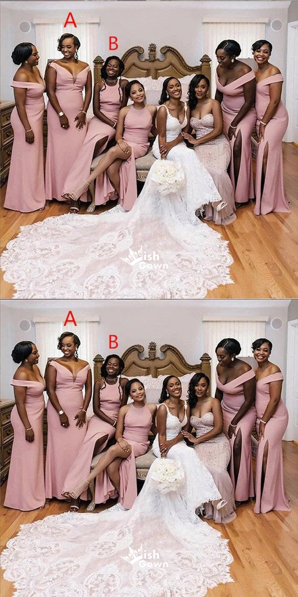 Mismatched Sexy Pink Mermaid Side Slit Maxi Long Bridesmaid Dresses On Wish Gown Mismatched Sexy Pink Mermaid Side Slit Maxi Long Bridesmaid Dresses On Wish Gown