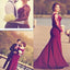 Burgundy Jersey Long Sleeve Lace Wedding Dresses, Popular Prom Dresses, WD0060 - Wish Gown