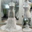 Affordable High Neck Sleeves Mermaid Open Back Lace Charming Long Wedding Dress, WG632 - Wish Gown