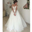 Bridal Unique Applique Long Sleeves Open Back Long Wedding Dresses, WG667