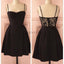 Spaghetti strap black simple lace cheap sexy homecoming prom dress,BD0067