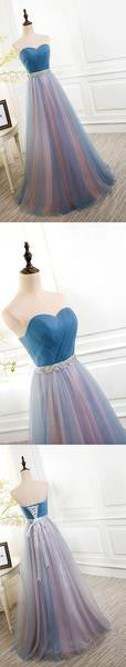 Best Sale Tulle Sweetheart Lace up Back Evening Cheap Long Prom Dresses, WG759 - Wish Gown