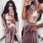 2 Pieces Popular Sexy Halter Sequin Top Cheap Long Prom Dresses, WG763