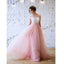 Charming Pink Lace Top Tulle Formal Evening Cheap Long Prom Dresses, WG790