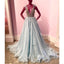 Blue Charming Beaded Top V Neck Affordable Long Prom Dresses, WG798 - Wish Gown