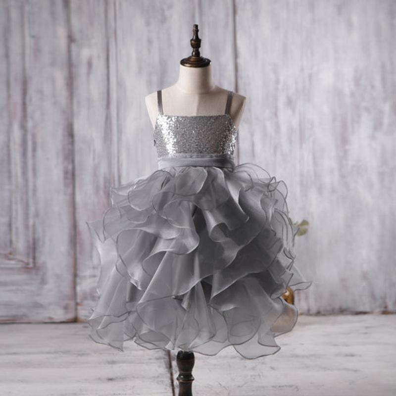 Dark Grey Sequin Organza Bustled Flower Tutu Dresses, Cheap Popular Fl Wish Gown Dark Grey Sequin Organza Bustled Flower Tutu Dresses, Cheap Popular Fl Wish Gown