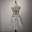 Cute Sliver/Light Grey Unique Applique Pretty Short Homecoming Dresses, WG801 - Wish Gown
