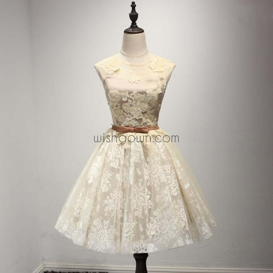 Lace Applique Pretty Short Homecoming Dresses, WG802