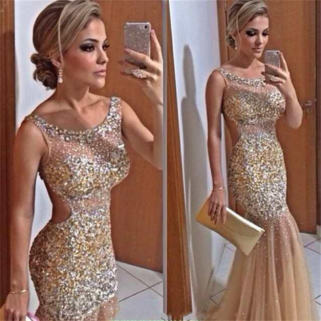 Long Sparkle Backless Charming Sexy Gorgeous Popular Mermaid Evening Prom Dresses Online, PD0100