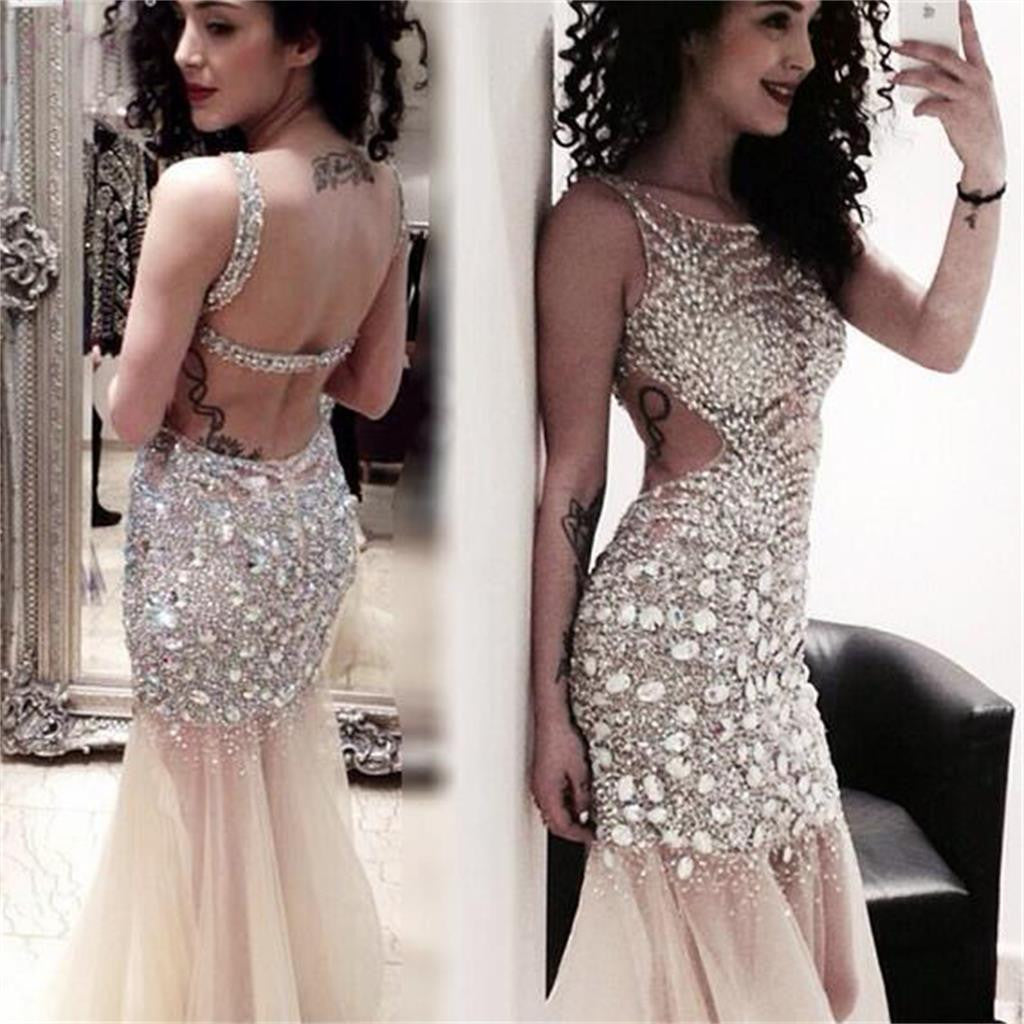 Long Sexy Sparkle Open Back Mermaid Gorgeous Shinning Popular Pretty Evening Prom Dresses, PD0102