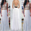 White V- Back Long Cheap Charming Evening Party Junior Prom Dresses, PD0108