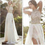 Popular Backless Sexy High Neck Side Slit Ivory Inexpensive Lace Evening Party Long Prom Dresses, PD0018