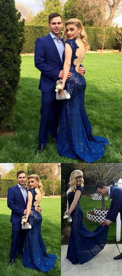Royal Blue Backless Lace Sexy Mermaid Charming Long Evening Prom Dress Wish Gown Royal Blue Backless Lace Sexy Mermaid Charming Long Evening Prom Dress Wish Gown
