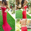Spaghetti Straps Sexy Mermaid Open Back Unique Red Evening Long Prom Dress, PD0064