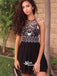 Pretty Beaded Lovely Halter Black Short Cheap Homecoming Dresses, BD00136
