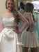 Long Sleeve White Two Pieces Beaded See Through Homecoming Prom Dresses, BD00146