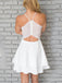 Short White Lace Simple V-neck Spaghetti Strap Cocktail Homecoming Prom Gown Dress, BD00176