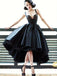 Vintage Black Satin Ball Gown High Low Homecoming Prom Dresses Party Evening Dress, BD00184