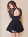 Black Open Back Long Sleeves A-line Mini Casual Cocktail Homecoming Prom Gown Dress,BD0088
