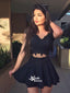 Lace Two Pieces Cap Sleeves V-neck A-line Simple Casual Homecoming Prom Dress, BD0087