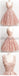 Peach Lace Scoop Neckline Short Cute homecoming prom dresses, CM0009