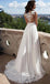 Long Cap Sleeve White Side Slit Lace Chiffon Cheap Prom Dresses, On Sale Wedding Dress, PD0046