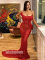 Red Mermaid Sexy Beaded Long Prom Dresses PG1161
