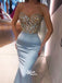 Sweetheart Mermaid Blue Beaded Long Prom Dresses PG1173