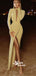 Long Sleeves Side Slit Mermaid Long Prom Dresses PG1175