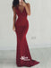 Backless Spaghetti Straps Sexy Burgundy V-neck Mermaid Evening Inexpensive Long Prom Dresses, PD0161