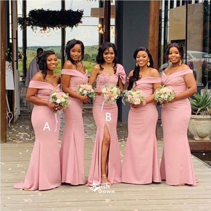 Pink A-line Spaghetti Straps Bridesmaid Dresses MBD168 | Musebridals
