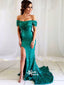 Sparkle Sequin Off the Shoulder Side Split Mermaid Prom Dresses, SG148