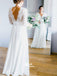 Lace Chiffon 3/4 Sleeves A Line Long Bridal Wedding Dresses, STZ315