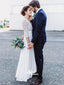 Lace Chiffon 3/4 Sleeves A Line Long Bridal Wedding Dresses, STZ315